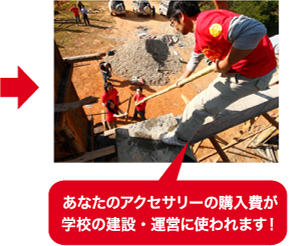 あなたのアクセサリー購入費が学校の建設・運営に使われます！